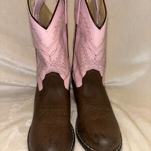 Kids Pink and Brown Western Boots